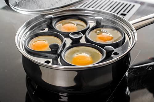 Kitchen Craft KitchenCraft 4 Egg Poacher Pan in Gift Box, Non Stick and Induction Safe, Stainless Steel, 20.5 cm