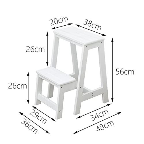 GFHQDPSC Step Stool Wooden Ladders Stool, Flip 2 Step Small Foot Stools Safety Non-Slip Tread for Home Library Kitchen Climb Step Ladder White