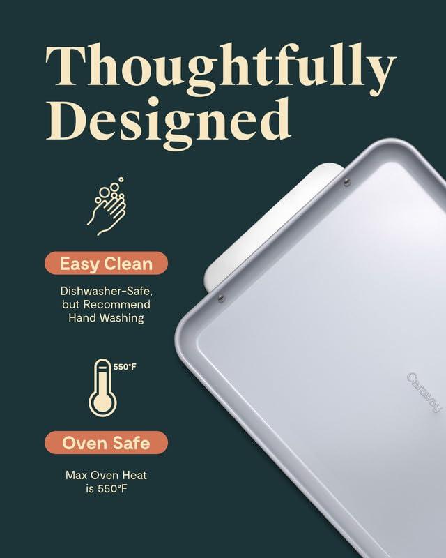 Caraway Caraway Non-Stick Ceramic Baking Sheet - Naturally Slick Ceramic Coating - Non-Toxic, PTFE & PFOA Free - Perfect for Baking, Roasting, and More - Large (18\" x 13\") - Sage