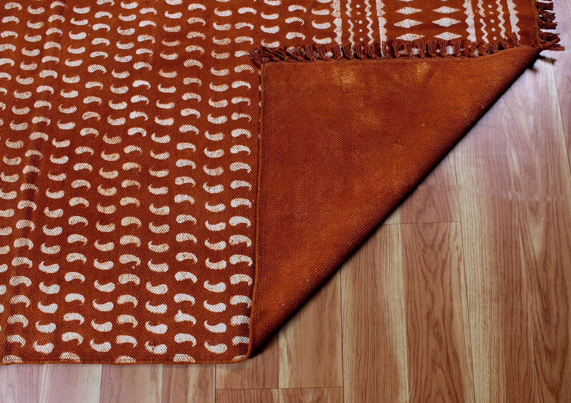 CASAVANI Kilim Rug 12x15 Area Rug Red & Beige Cotton Dhurrie Geometric Thick 0.19 inches Stone Easy Washable Rug Hand Wash Cotton Carpet Flatweave Rug Indoor Outdoor Rugs for Living Room, Bedroom