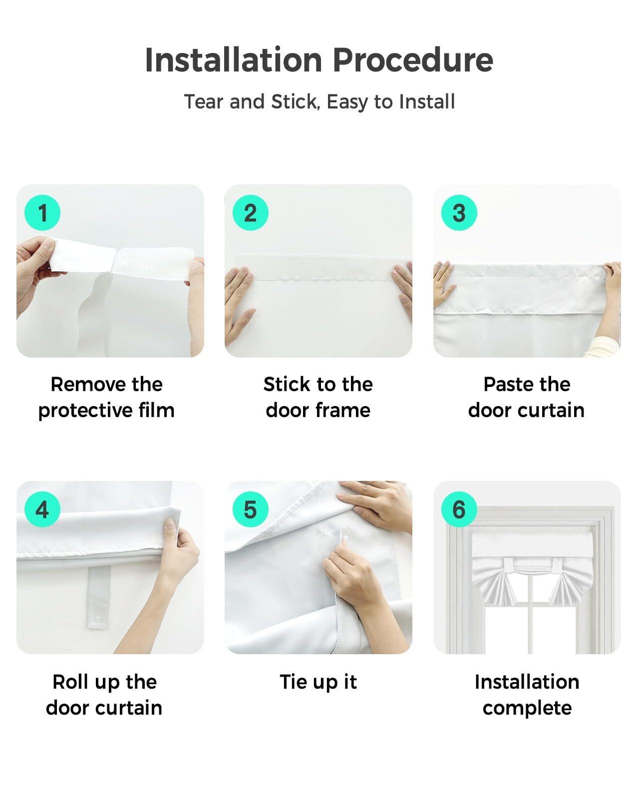 Rocking Giraffee Blackout French Door Curtains Modern Art Brown White Simple Striped Farmhouse Privacy Door Window Curtain Tie up Shade Sidelight Curtain for Patio Front Glass Door, 1 Panel, 26x42 Inch