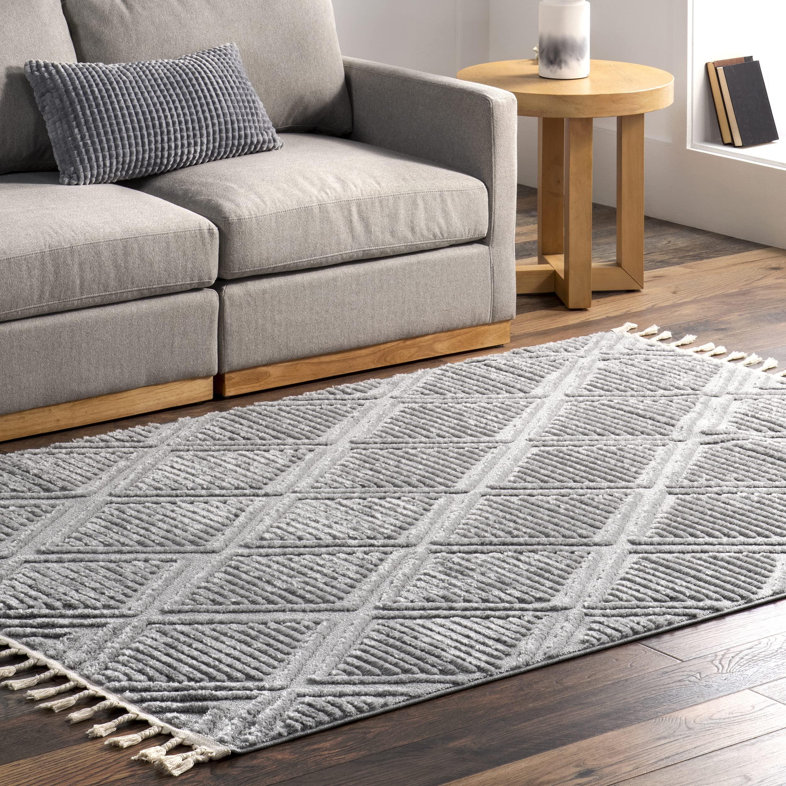 Rugs USA Rugs USA x Arvin Olano Balboa Textured Tile Area Rug - 9x12 Area Rug Modern Grey for Living Room Bedroom Dining Room Kitchen