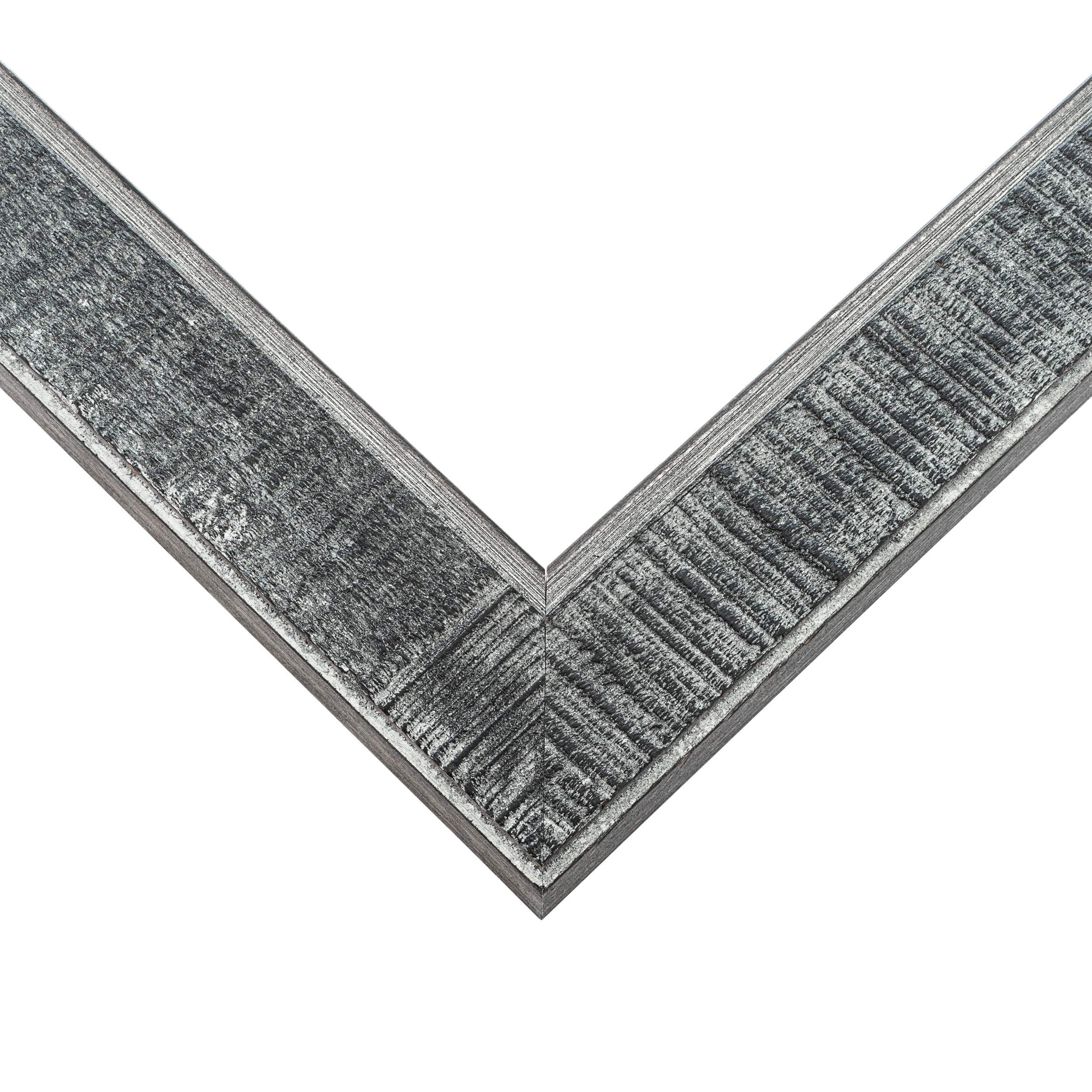 CustomPictureFrames.com 23x16 Frame Silver Black Rustic Sonoma Solid Wood Picture Frame | 1.5 Inch Moulding Width | Complete with UV Acrylic Plexiglass, Foam Board Backing & Hanging Hardware Included