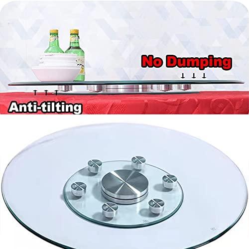 WEBUP WEBUP Large Glass Lazy Susan Table Turntable Rotating Tray Tabletop Serving Tray Clear Glass Serving Tray For Kitchen Island, Diameter: 60cm-100cm (Size : 24in/60cm)