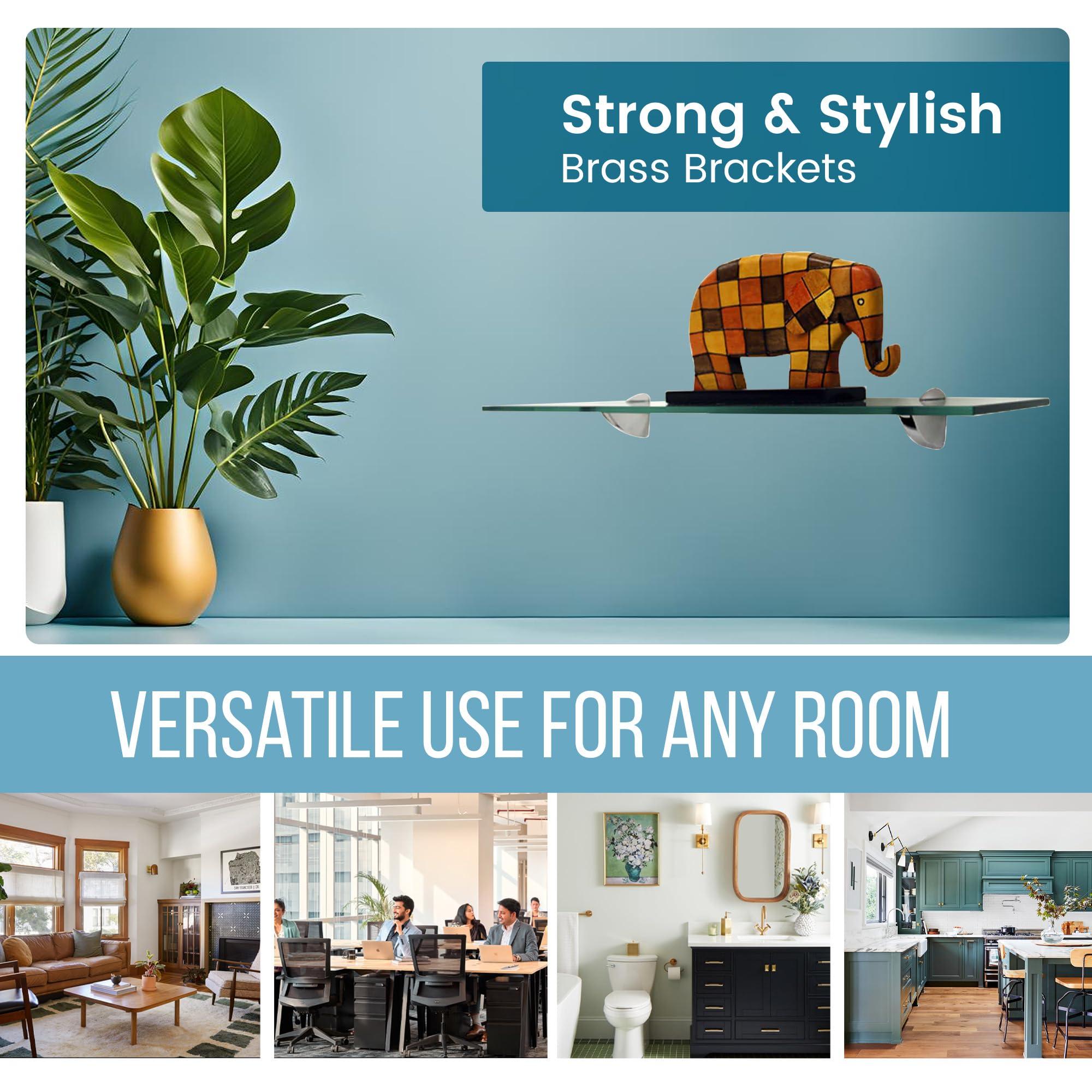 Spancraft Glass Spancraft Oriole Glass Shelf 10\" X 48\" in Brushed Steel