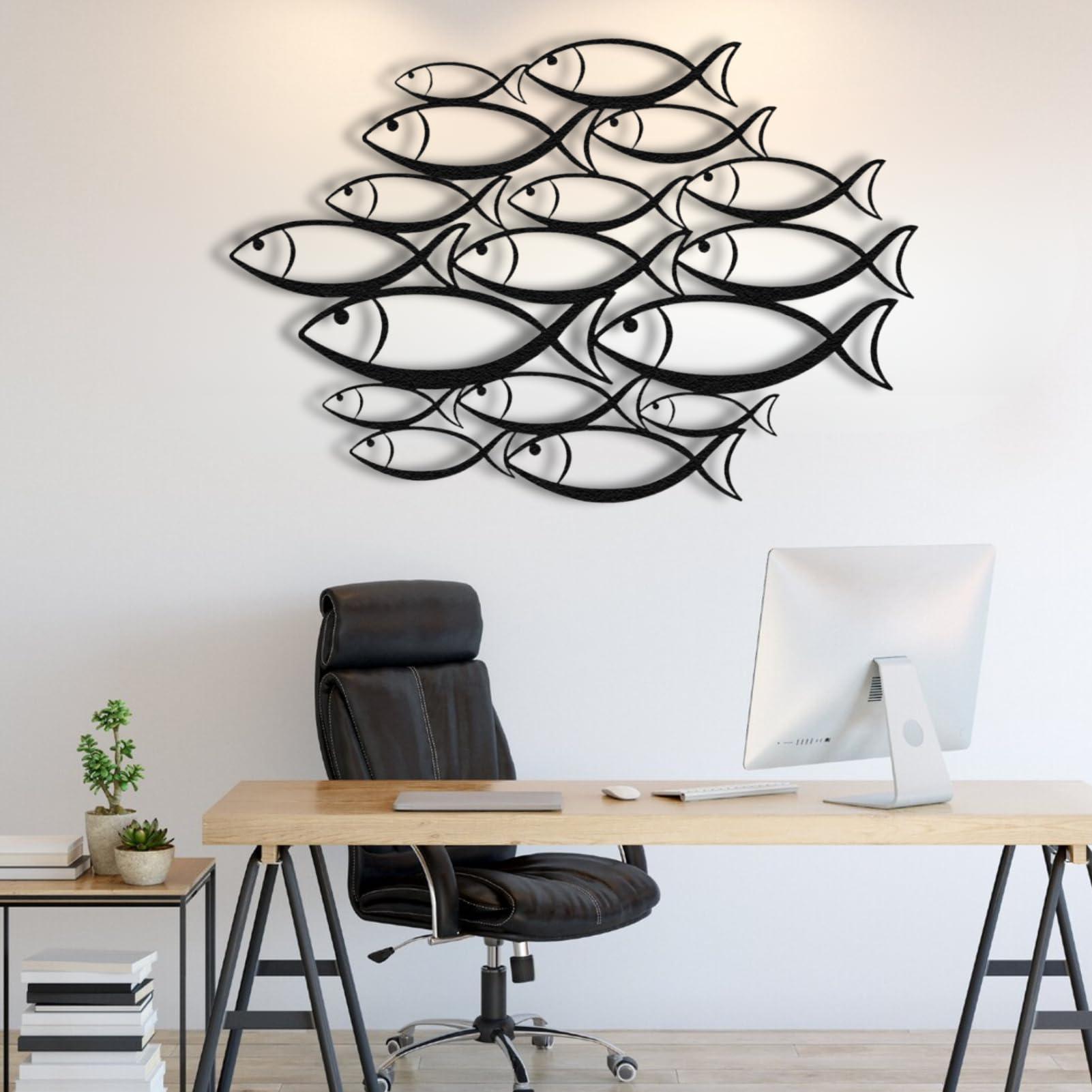 rumloch rumloch School of Fish Metal Wall Art,Fish Metal Wall Art,Metal Fish Art, Nautical Wall Decor, Beach Wall Sign, Fish Wall Hanging, Minimalist Wall Hanging, Home Gift (4730 cm/19"12" in)