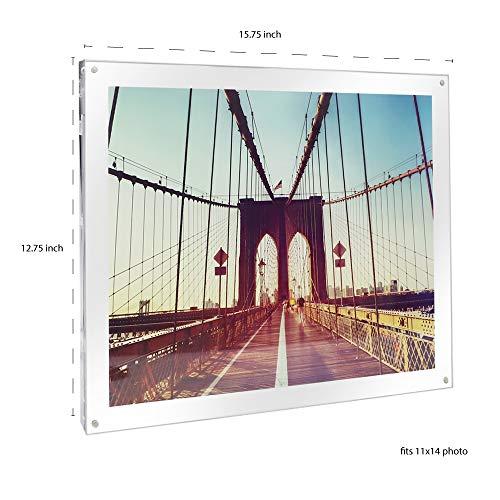 Isaac Jacobs International Isaac Jacobs 11x14 Wall-Mountable Clear Acrylic Picture Frame, Magnetic Photo Frame, Made for Gallery Display, Wall Space, Wall Décor, Art, Home or Office