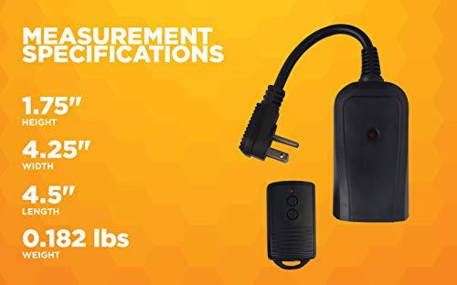 Woods Woods 32555WD Weatherproof Outdoor Electrical Outlet Switch, Wireless Remote Control Plug In, 100 ft Control Range, Weatherproof Remote Control Converter, 60-ft Frequency Range, 1 Pack, Black