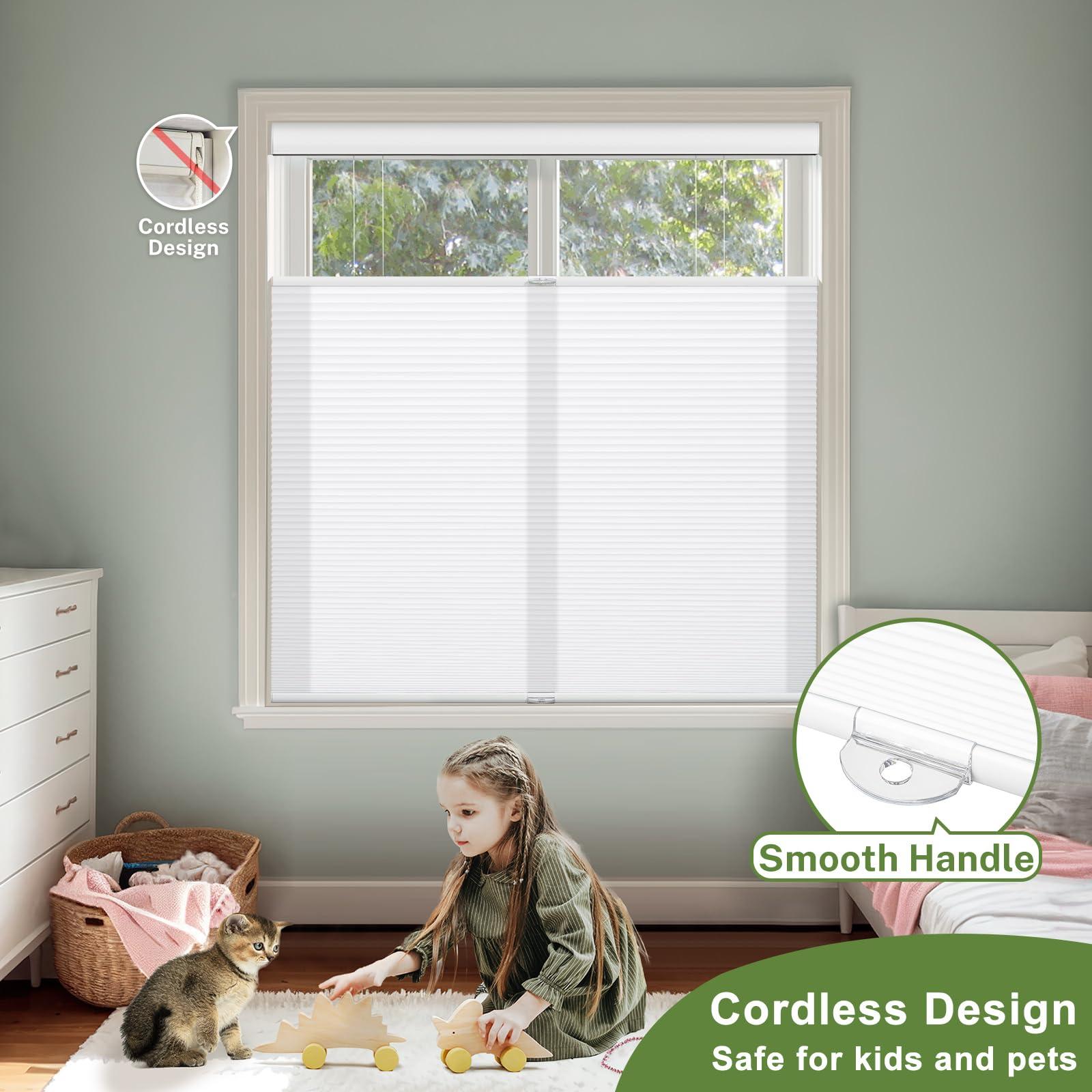 MiLin MiLin Top Down Bottom Up Cellular Blinds for Windows Cordless Cellular Shades Honeycomb Design Blinds & Shades Room Darkening Shades for Home, Bathroom, Office (Light Filtering - Gray, 74" W x 72" H)