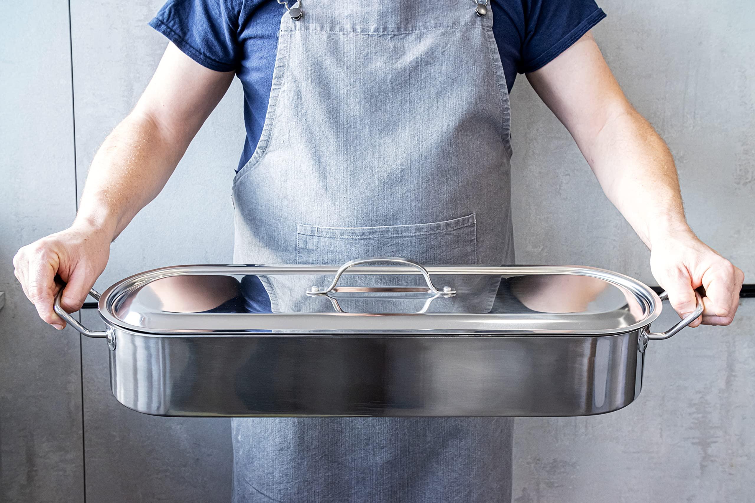 Kitchen Craft KitchenCraft Fish Kettle, Stainless Steel Induction, Polished, Large, 61.5 x 18.5 x 10.5cm, Silver