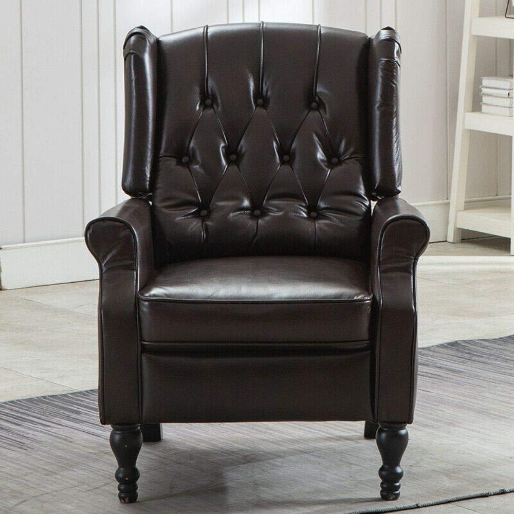 Commercial Breathing Leather Recliner Chair Push Back Padded Seat Roll Arm Sofa Reclining