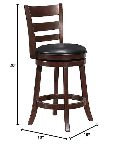 Lexicon Lexicon Eschete Ladder Back Swivel Counter Stool, 25" SH, Dark Cherry
