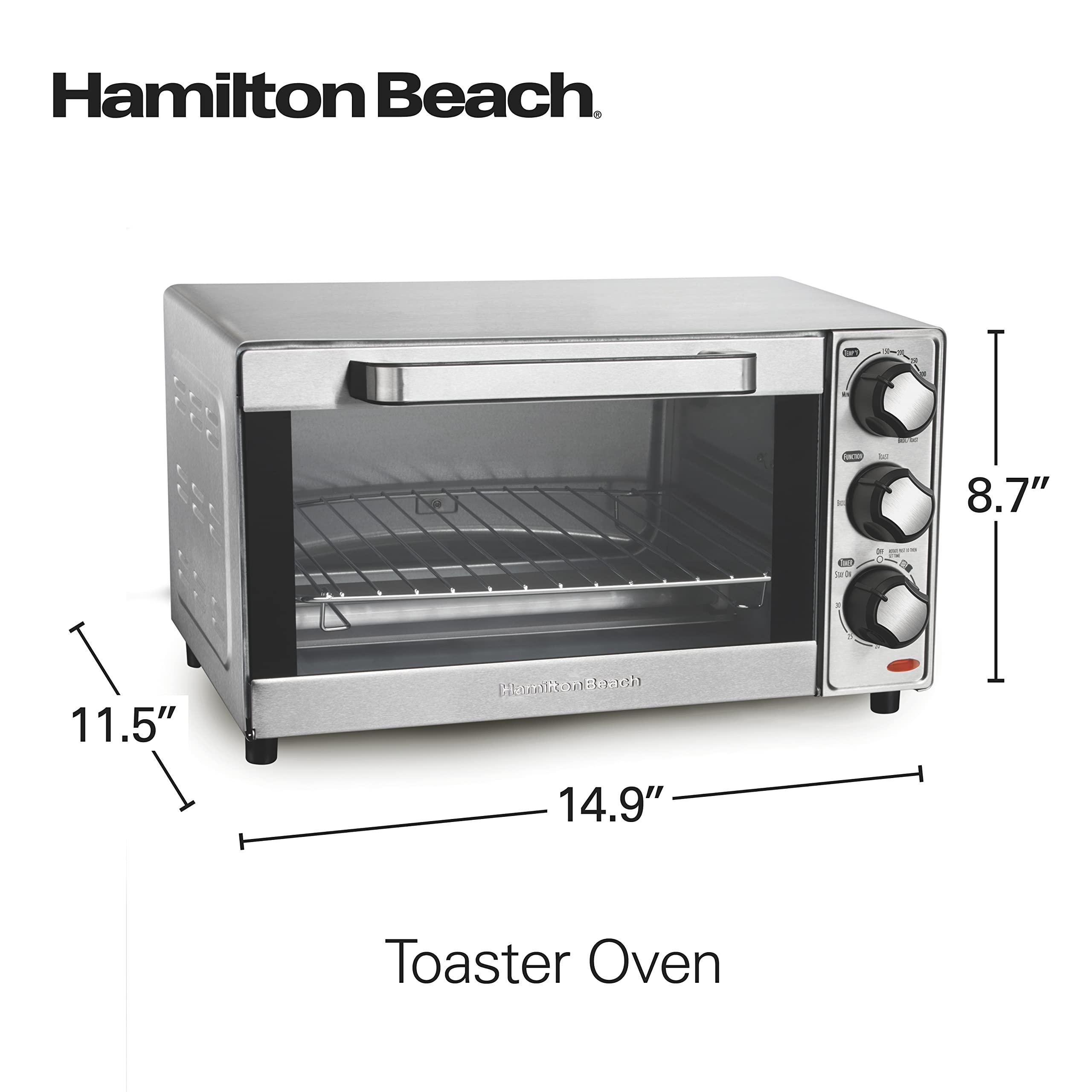 Hamilton Beach Hamilton Beach Countertop Toaster Oven & Pizza Maker Large 4-Slice Capacity, Stainless Steel (31401)