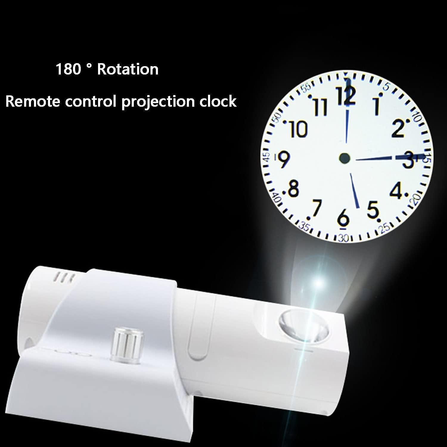 ZHIBIMOI LED Projection Clock, 180 Adjustable Projection Alarm Clock, Wall Clock with 5 Dimming Color and Knob Focusing, Analog Clock Face and Brightness Adjustable, Clearly Visible, for Home(Color:Black)