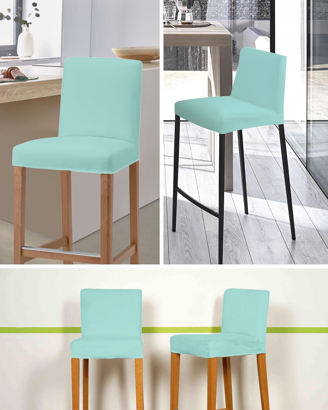Savannan Savannan Bar Stool Covers with Backrest,Solid Color Farmhouse Decor Aqua Counter Stool Pub Chair Slipcover for Dining Room Barstool Protector Chair Covers Set of 2