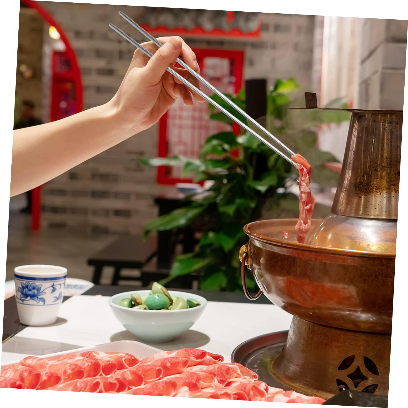 MAGICLULU MAGICLULU 6 Pairs Long Chopsticks Kitchen Tongs Cooking Chopsticks Gamer Chopsticks Titanium Chopsticks LED Chopsticks Chopstick Holder Chopsticks for Cooking Steel Chopstick Tweezers Silver