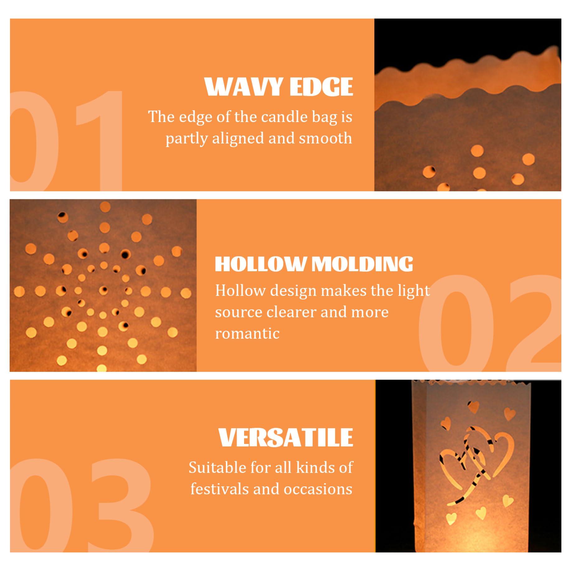 Kalastussaari Paper Lanterns, 50pcs Fire-Retardant Candle Luminary Bags, Sun-Shape Hollow-Out Tangled Lanterns, Reusable Paper Lanterns for Outside, Wedding, Halloween, Thanksgiving, Christmas Tangled Lanterns