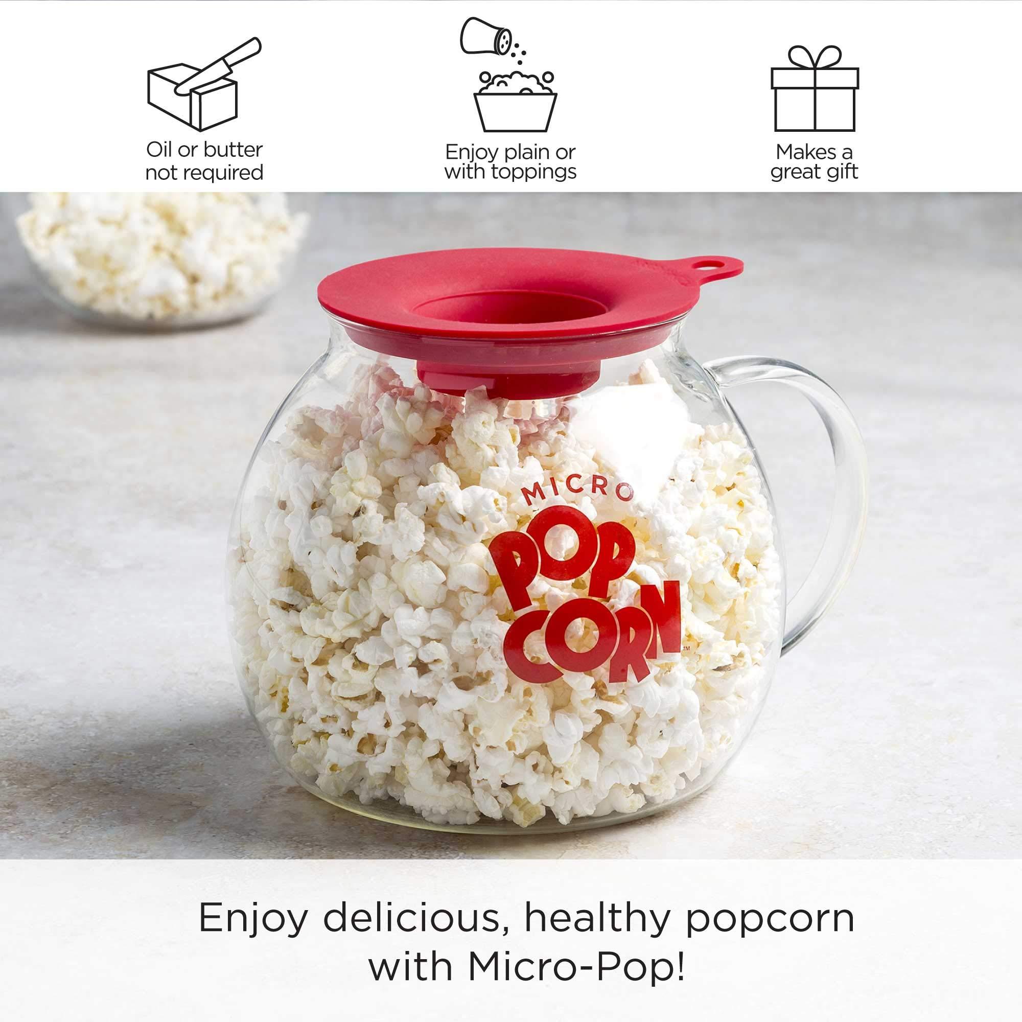Ecolution Ecolution Micro-Pop Popper, Glass Microwave Popcorn Maker with Dual Function Lid, 3 Qt