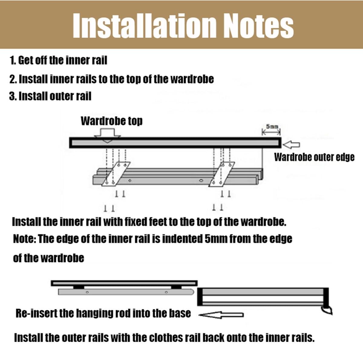 JEDAL JEDAL Closet Clothes Hanger Rail, Extendable Pants Rack Pull-Out Closet Rod 342mm 492mm 592mm Wardrobe Clothing Rail for Pants and Coat (Size : 292mm)