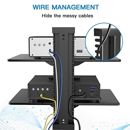 PERLESMITH PERLESMITH Floating AV Shelf Double Wall Mount TV Shelf - Holds up to 17.6lbs - DVD DVR Component Shelf - Perfect for Xbox, Projector, WiFi Router, Game Console and Cable Box, PSDSK2