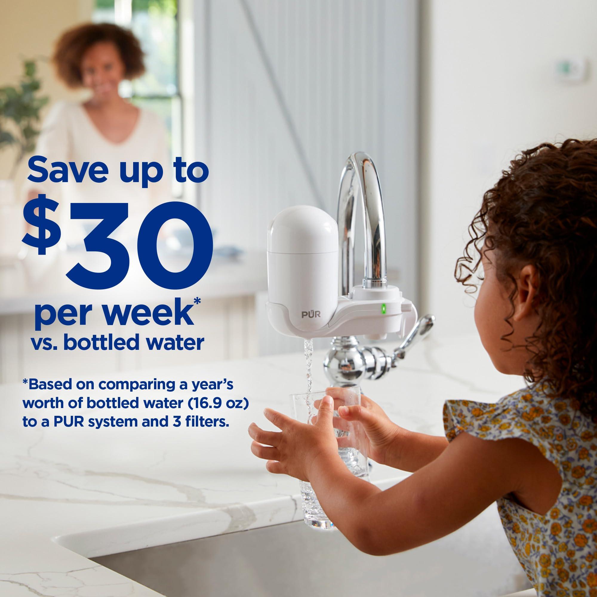 PUR PUR FM-3333B FM3333B Vertical Faucet Mount Water Filtration System with Lead Reducing Filter, 1.1, White