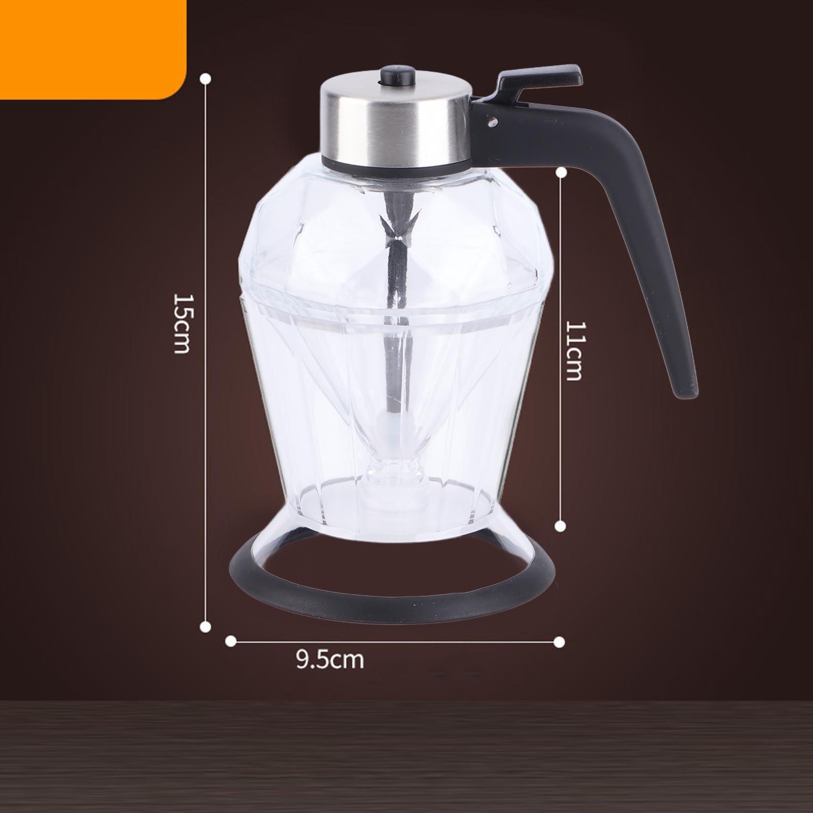 Beufee Honey Dispenser, Syrup Dispenser Glass Dilute Honey Syrup Pot with Non slip Silicone Bottom Acrylic Base for Olive Oil, Runny Honey, Syrup