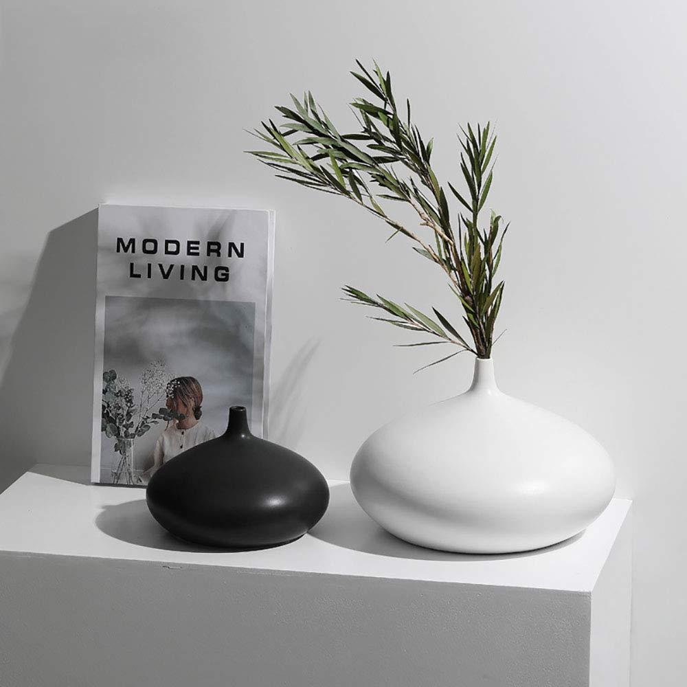Lllunimon Modern Ceramic Vase Black and White Simple Decoration Living Room Home Decor Table Top Vase for Floral,2 pcs