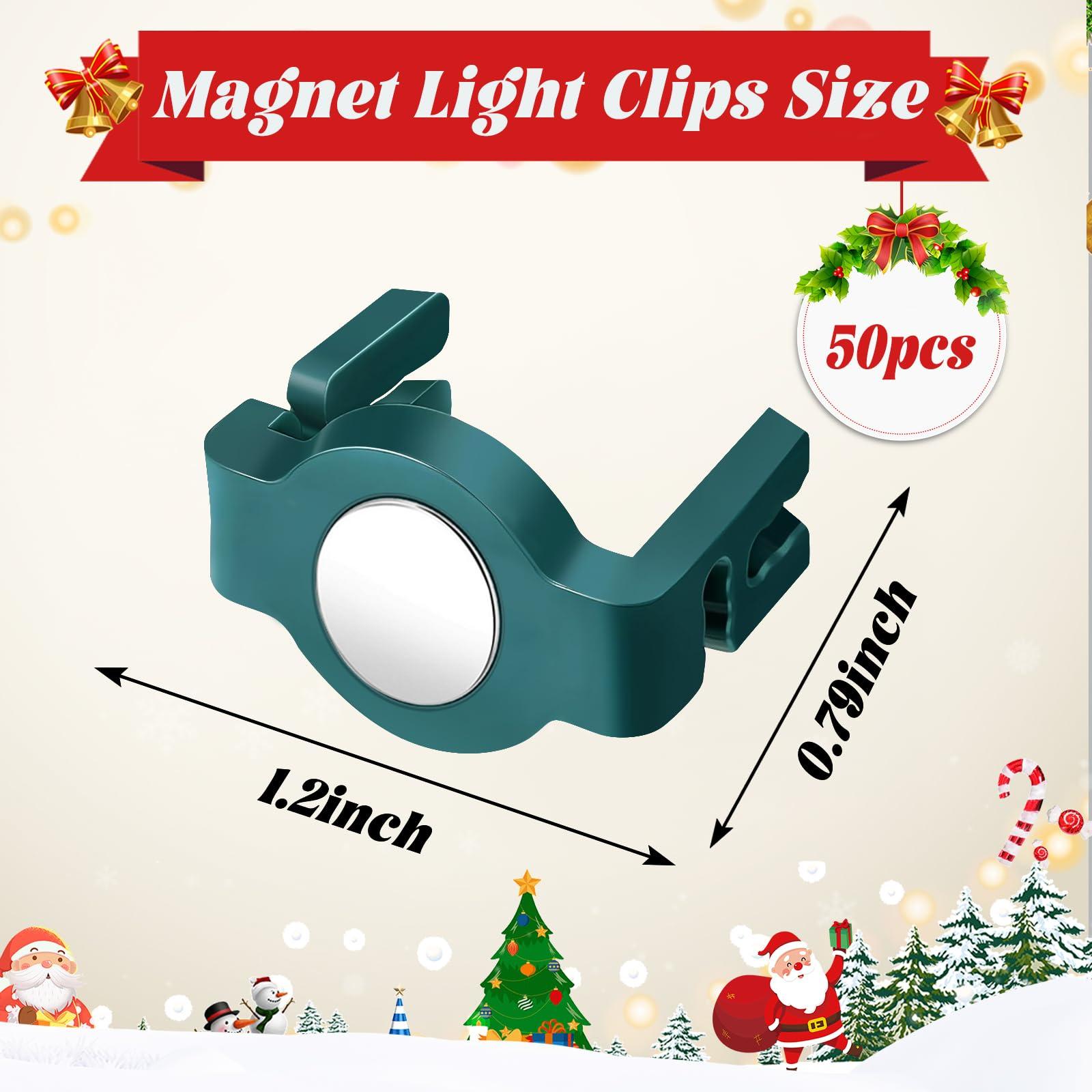 UQM UQM 50 Pack C9 Magnetic Christmas Light Clips, Extra Strong Magnetic Clips Hooks for Christmas Lights, Magnet Christmas Light Clips for C9 C7 Sockets Metal Roof Gutters Outside Patio Holiday Lighting