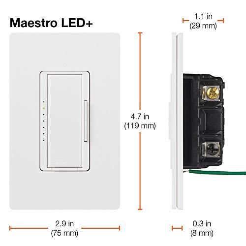 Lutron Lutron Maestro LED+ Dimmer Switch Kit for Dimmable LED, Halogen and Incandescent Bulbs, 150W/3-Way or Multi-Location, MACL-153M-RHW-WH, White