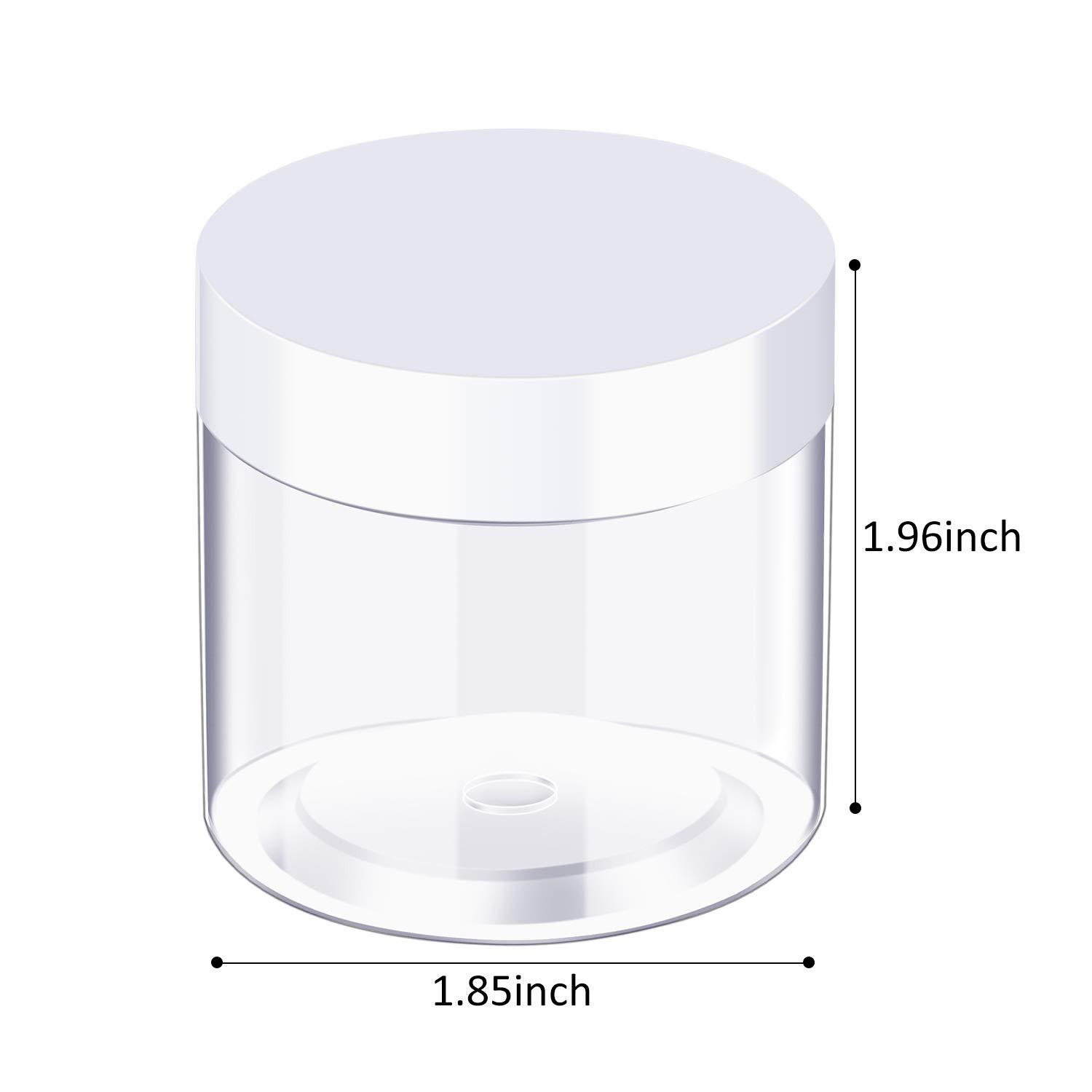 SATINIOR SATINIOR 6 Pcs Clear Container with Lids Small Plastic Pot Jars Wide Mouth Round Leakproof Plastic Container Jars for Travel Storage, Eyeshadow, Nails, Paint, Jewelry (5 Oz, White)