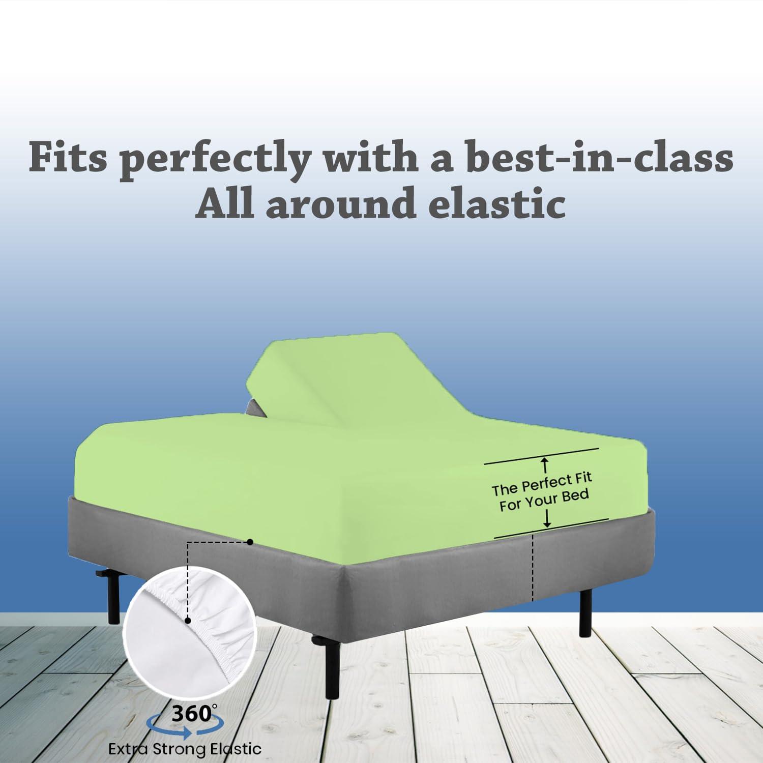 EGYLIN EGYLIN Split Head Sheets for Adjustable Bed 800 Thread Count Sheets Set - Sateen Weave Cool Breathable & Soft Cal. King/39 Top Split Sage Solid 16 Inch Deep Pocket Bed Sheet