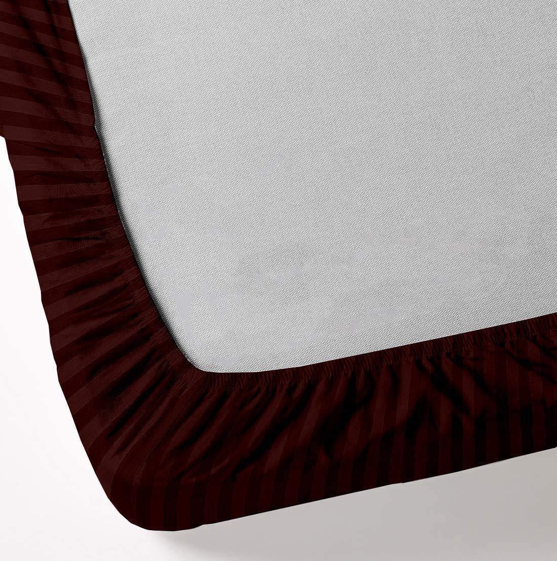 NeemKaroli Top Split Cal King Sheets Sets For Adjustable Bed-Flex Head King Sheets Sets for Adjustable Beds-Half Split Sheets-28 inches Split Top California King Sheets-Cotton Top Split Sheets(Chocolate Stripe)