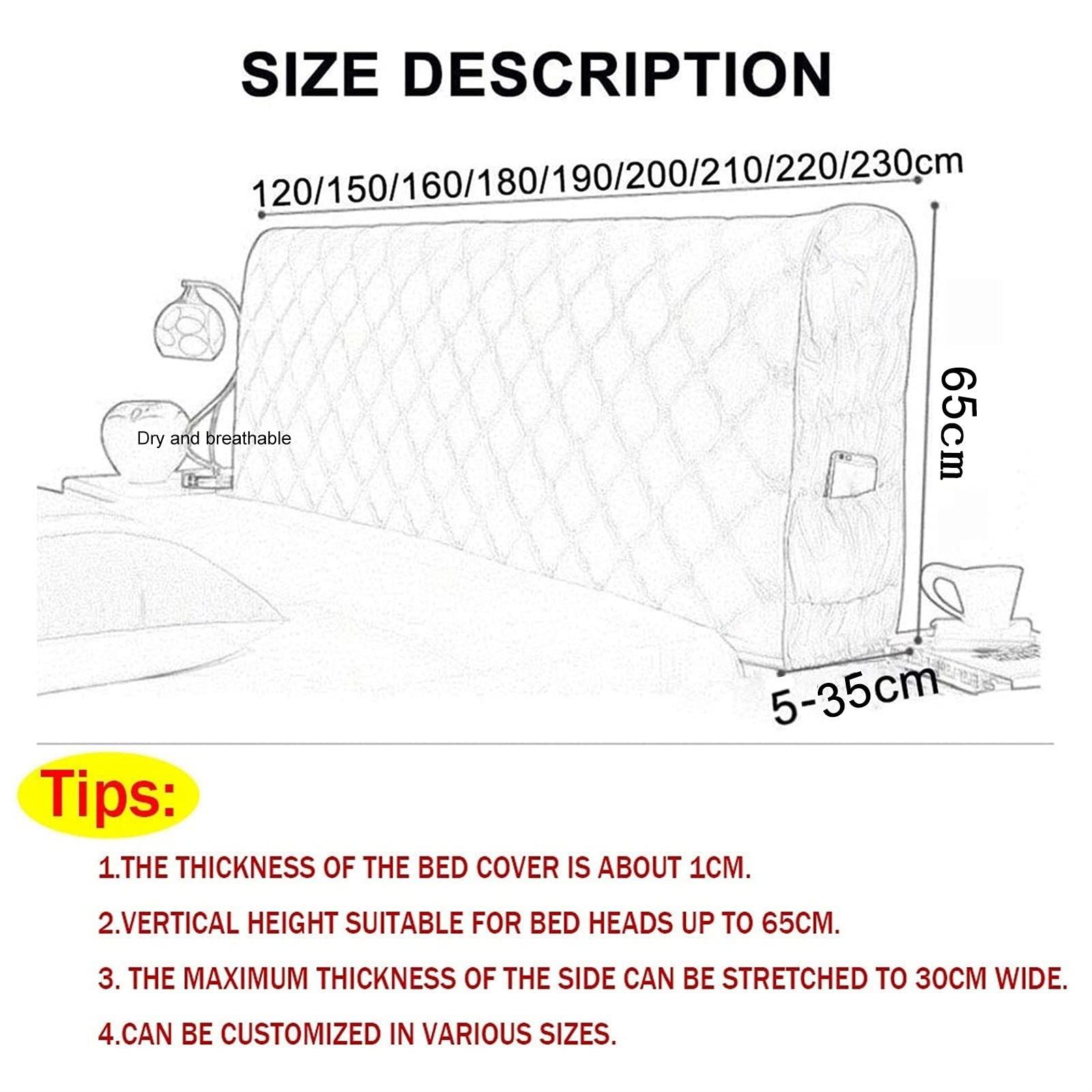 HDGZ HDGZ Velvet Bed Headboard Cover with Stretch Side and Pocket Dustproof Cotton Cover for Bedroom Decor (Color : Blue, Size : 1.5m)