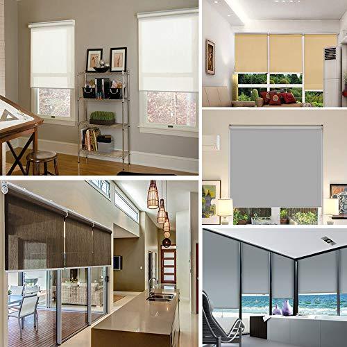 SUAKY SUAKY Motorized Blackout Window Shades, Stone Window Blinds with Valance, Energy Saving UV Protection Elegant Sun Shades, Cordless Light Filtering Roller Shades for Windows, Doors, Kitchen