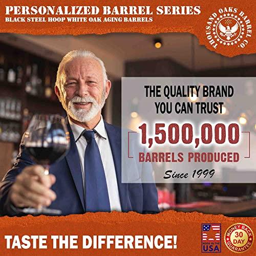 THOUSAND OAKS BARREL Personalized 5 Liter Oak Wine Barrel (1 gallon) with Stand, Bung, and Spigot | Age Cocktails, Bourbon, Whiskey, Beer and More! | Engraved Custom Wine Barrel (V16) Design