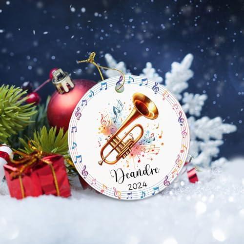 Wixxby Trombone Musician Instrument Christmas Keepsake, Personalized Trombone Ornament Christmas 2024, Custom Name Trombone Lover Ornament Xmas Tree, Trombone Ornament Gift for Trombone Player Music Teacher