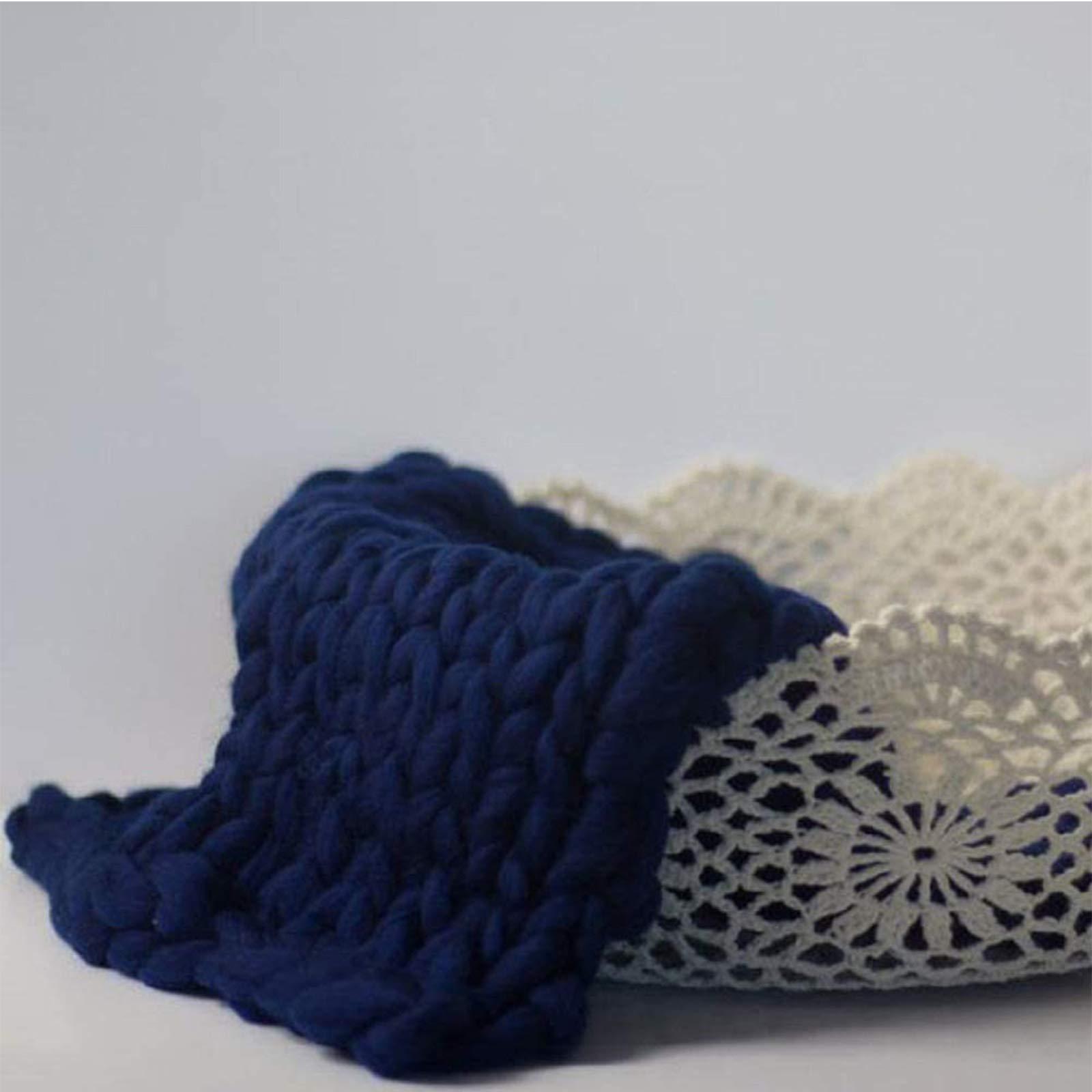 BWBG BWBG Handmade Chunky Throw Blankets Navy, Chunky Knit Throw Blanket Soft Cozy Synthetic Wool Warm and Cozy Knitting Throw for Bedroom Decor Chair Sofa Pet Mat-71x80inch