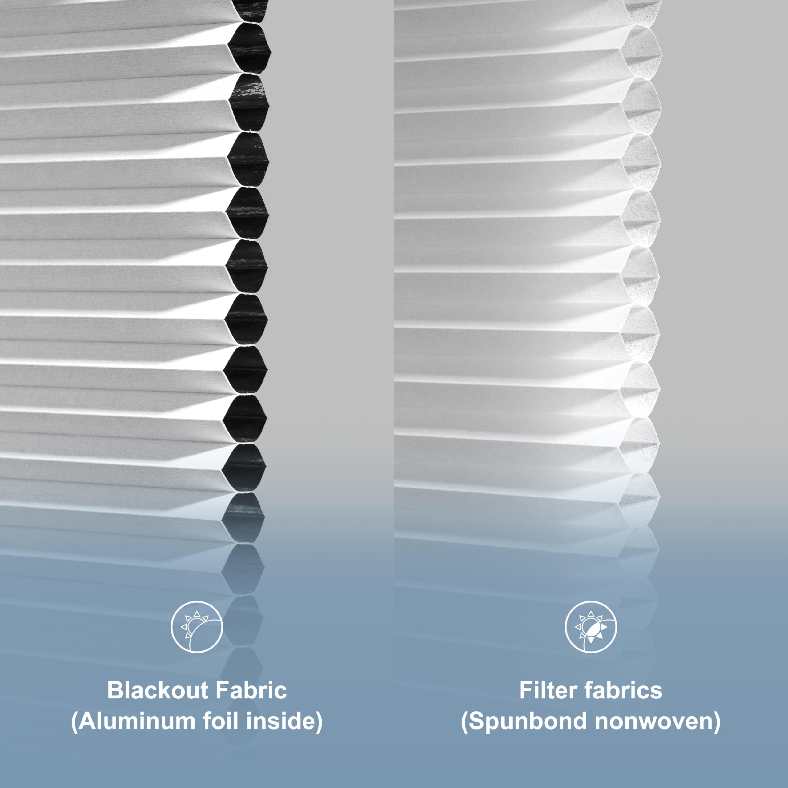 Boolegon Boolegon No Drill Blinds for Windows Blackout Cellular Shades Cordless No Tools Honeycomb Pull Down Blinds Easy Install No Screws Cellular Blinds for Door, Home, Beige, 34.5" W x 64" H