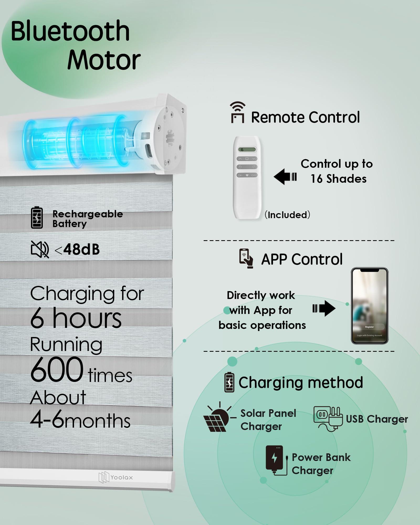 Yoolax Yoolax Motorized Zebra Blinds, Remote Zebra Shades for Indoor Windows, Motorized Shades with Remote Light Control Horizontal Window Blinds (80% Shading Luxury Grey, 22" x 72")