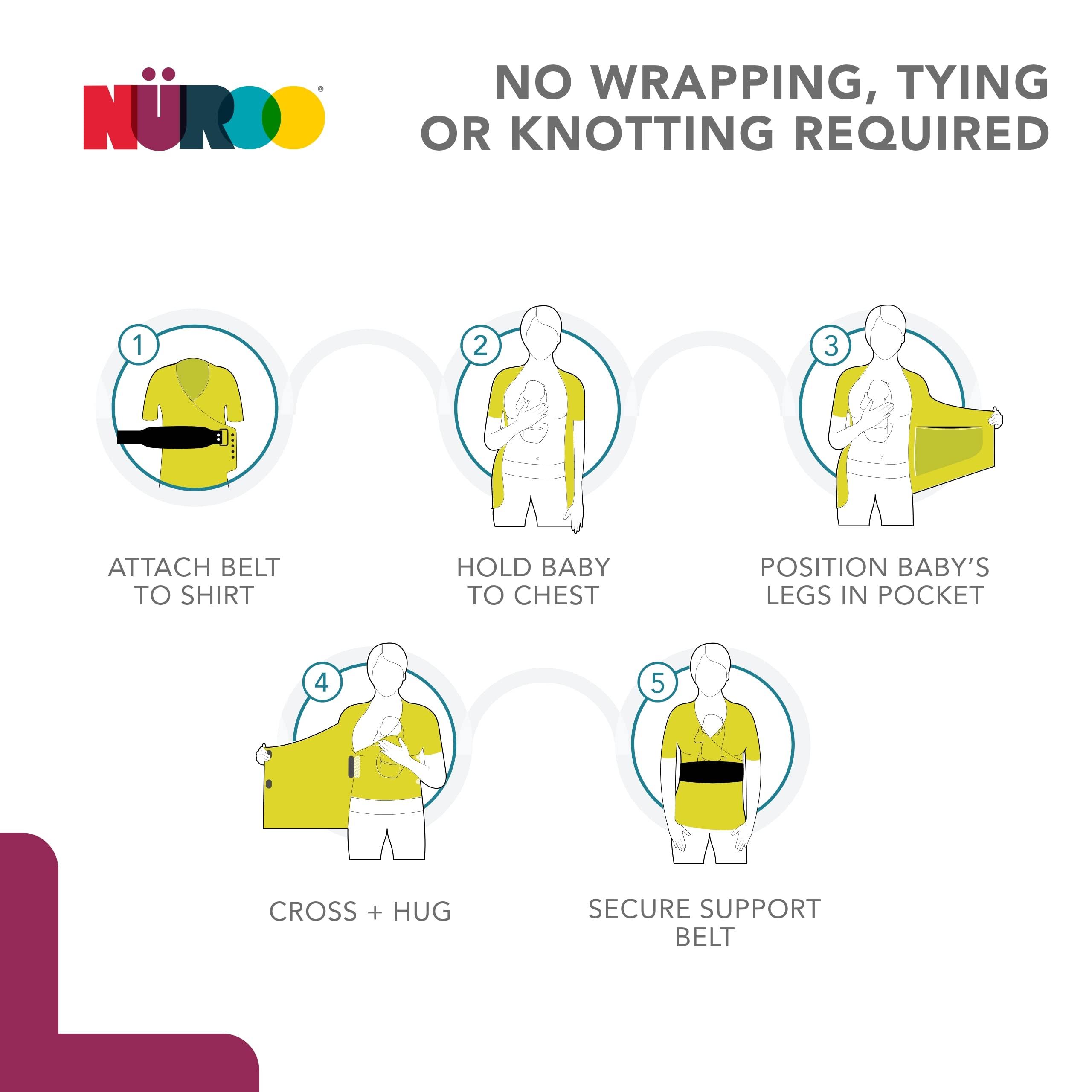 NüRoo Brownmed - NuRoo Pocket - Comfortable Skin-to-Skin Shirt for Mom & Baby - Full-Coverage Baby Wrap Carrier Shirt for Newborns - Breathable Baby-Wearing Wrap Shirt - Medium - Black