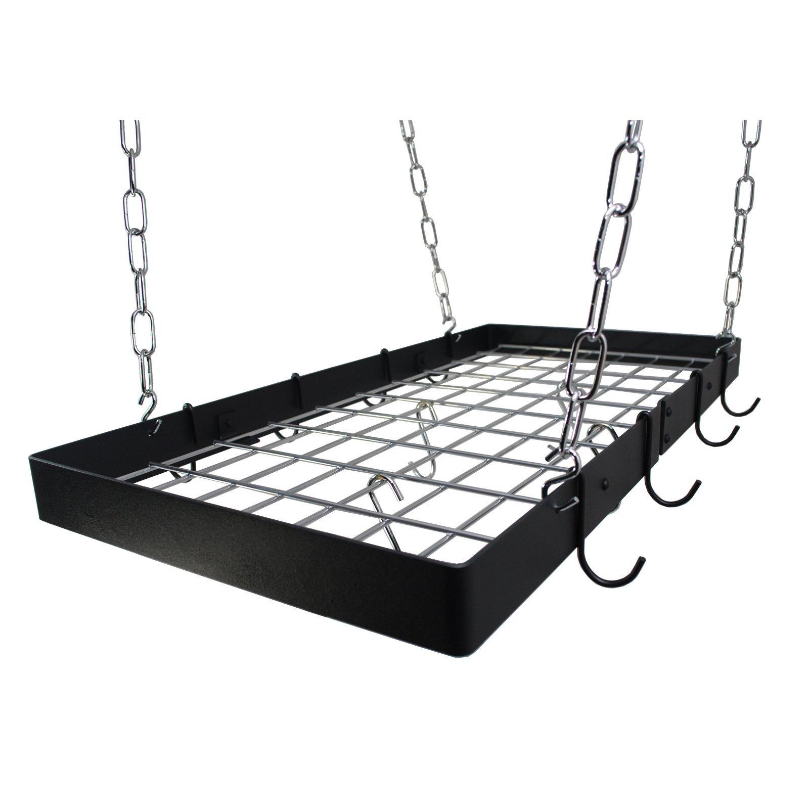 Rogar Rogar Black Rectangle Pot Rack with Grid