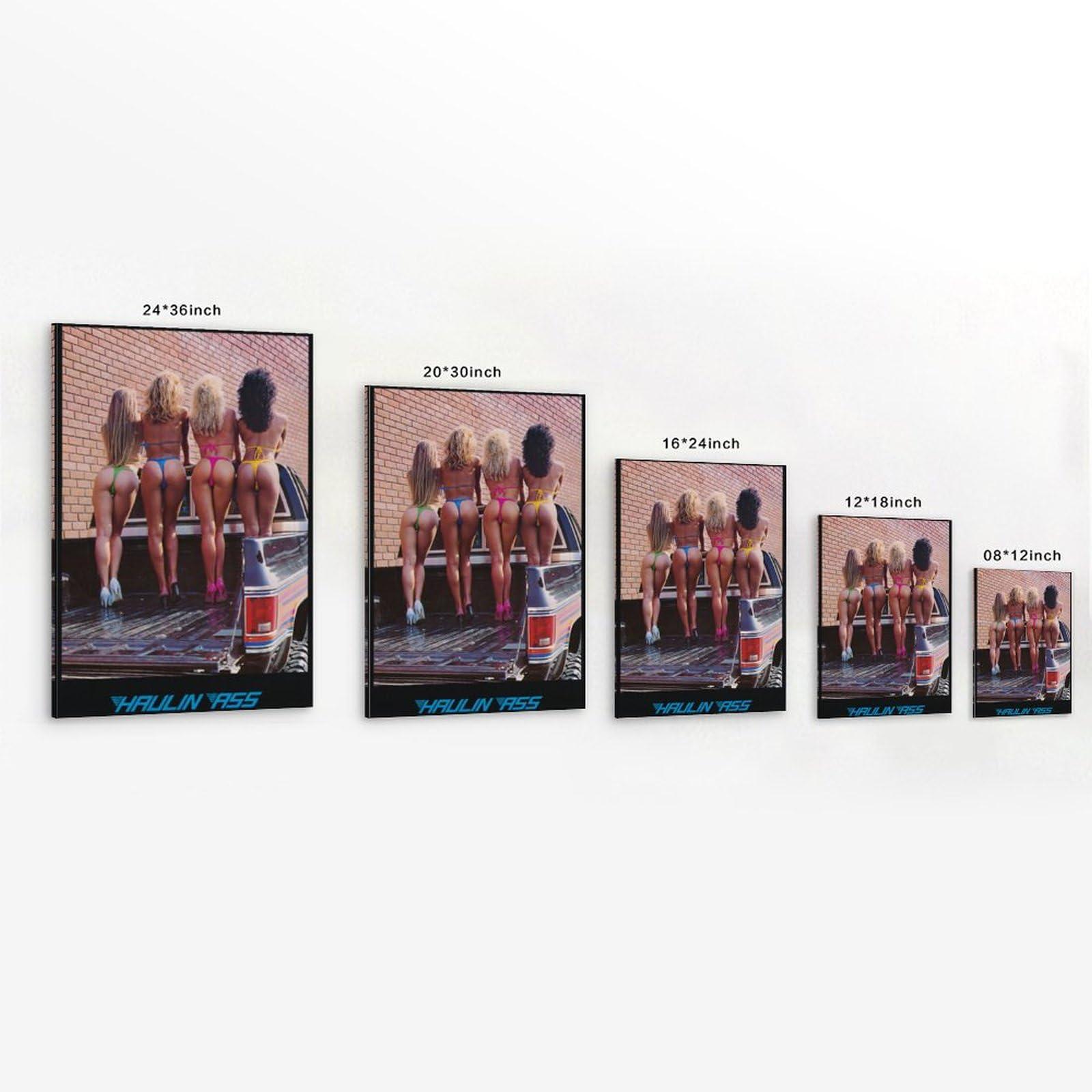 PENCHAIN 1970s 1980s Haulin Ass Bathing Suit Girls Pinup Poster Pickup Truck Poster Vintage Original Poster Poster Album Art Decor Painting Wall Art Canvas Poster Bedroom Decor Poster 24x36inch(60x90cm) Frame-