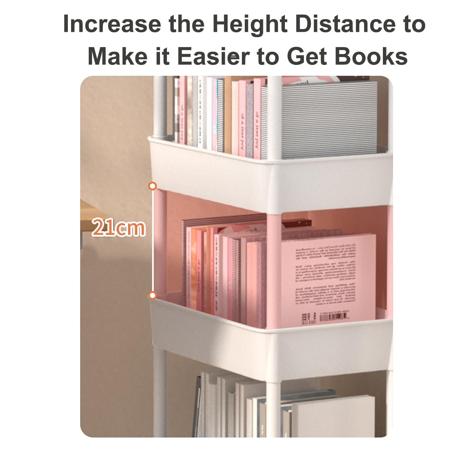 XTRYBHD XTRYBHD Compact Bookcase for Classroom, Library Reading Book Shelf, Storage Shelves with Lockable Wheels, Compact Kitchen Trolley for Narrow Spaces (Size : 5 Layers of Storage)