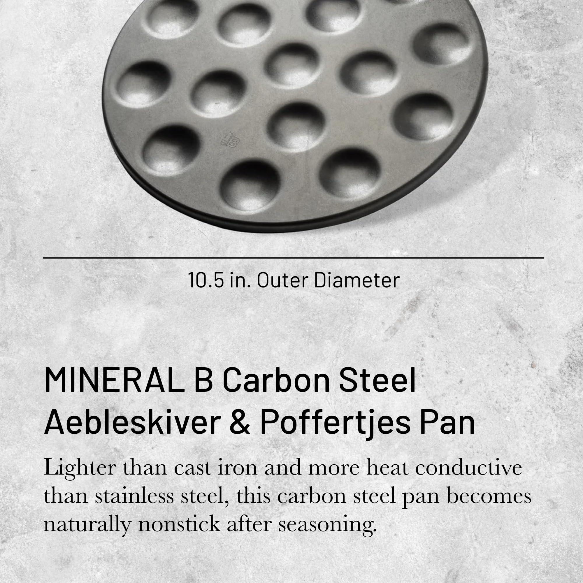 De Buyer De Buyer MINERAL B Carbon Steel Aebleskiver & Poffertjes Pan - Ideal for Mini Pancakes - Naturally Nonstick - Made in France
