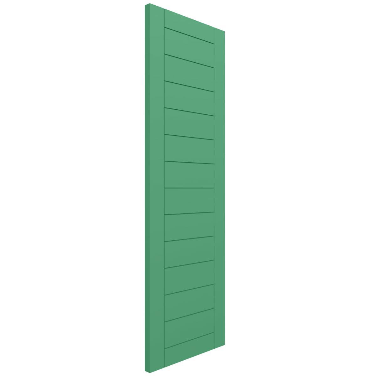 Ekena Millwork Ekena Millwork TFP001HF18X032LP True Fit PVC Horizontal Slat Framed Modern Style Fixed Mount Shutters, (Per Pair-Hardware Not Included), 18-in. W x 32-in. H, Lily Pads