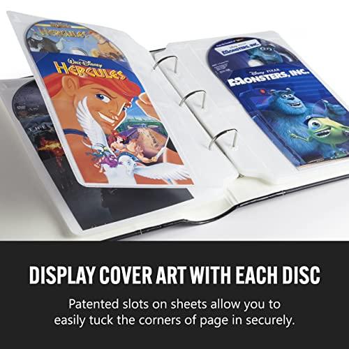 Bellagio-Italia Bellagio-Italia Tuscany CD/DVD Storage Binder Set - Leather - 96-Disc Capacity - Storage Organizer for DVDs, CDs, Blu Rays, & Video Games - Acid-Free Binder Organizer Sheets - 2 Pack - Cognac