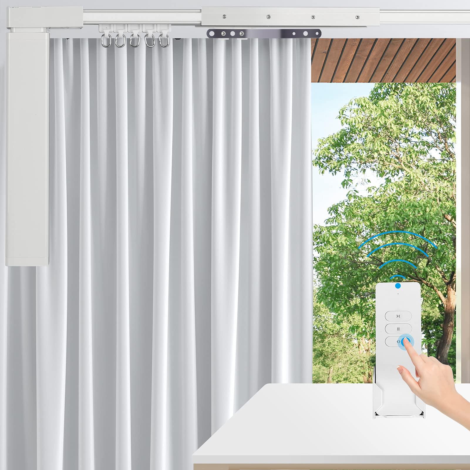 LAKAGA Electric Celling Curtain Tracks 87"-244" Smart Curtains Motorized Opener Curtains Rods with Remote Control (236'')