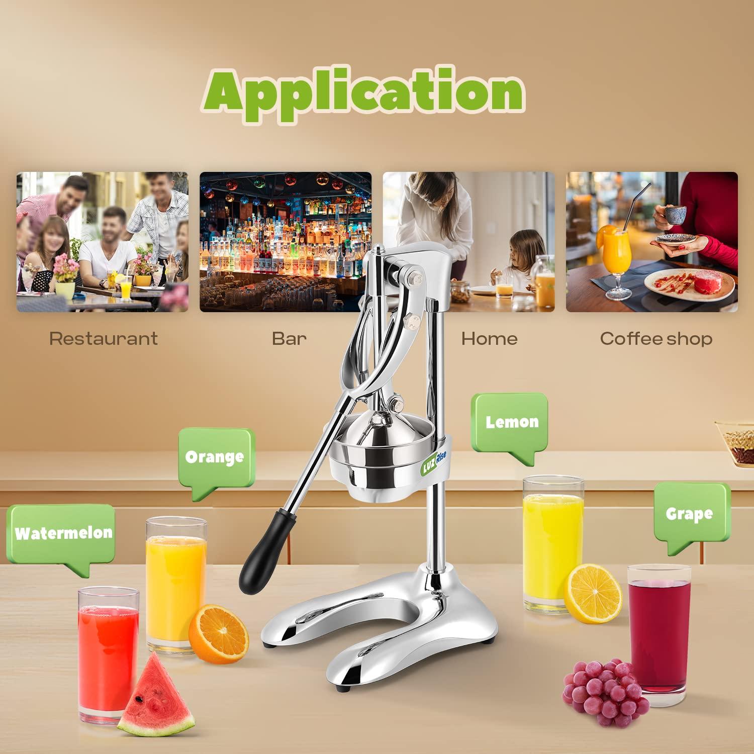 Luzrise Luzrise Manual Juicer Hand Press Professional Citrus Juicer Countertop Metal Orange Lemon Pomegranate Squeezer for Commercial Home Restaurant Use( Stainless Steel Heavy Duty Extra Large 7.4*9.8*19.3")