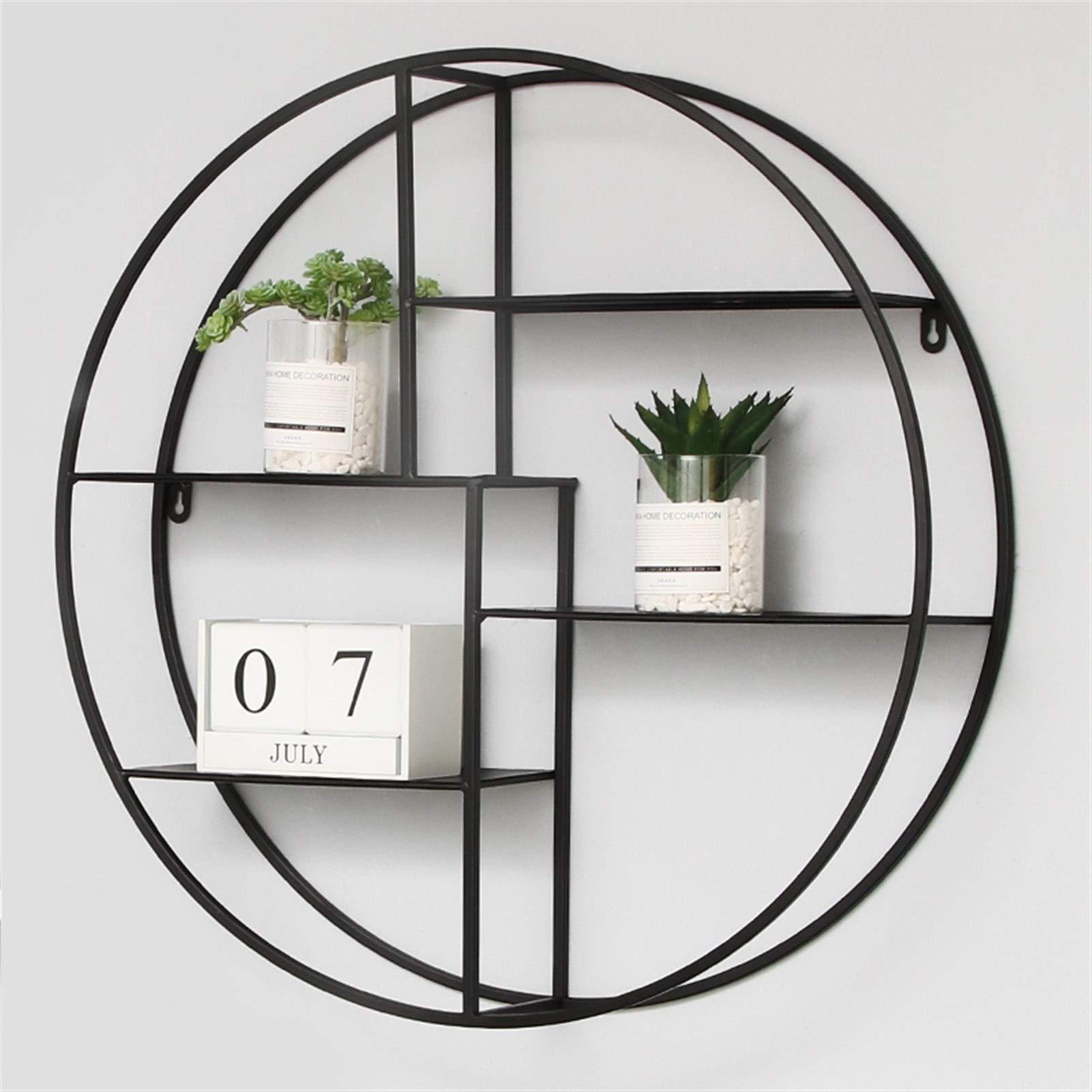 WYFZT WYFZT Floating Shelves Wall Mounted Shelf, Round Modern Design Metal Circle Storage Shelves Display Racks Home Decor for Living Room, Office, Bedroom, Bathroom, Kitchen, Black (Size : 501450cm)