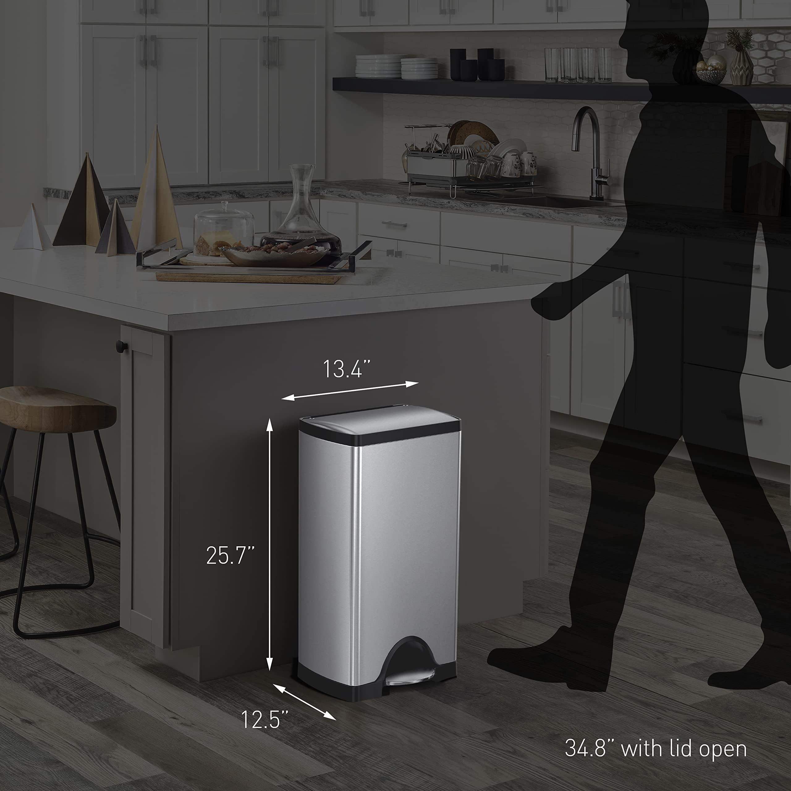 simplehuman simplehuman 30 Liter / 7.9 Gallon Rectangular Step Trash Can, Brushed Stainless Steel